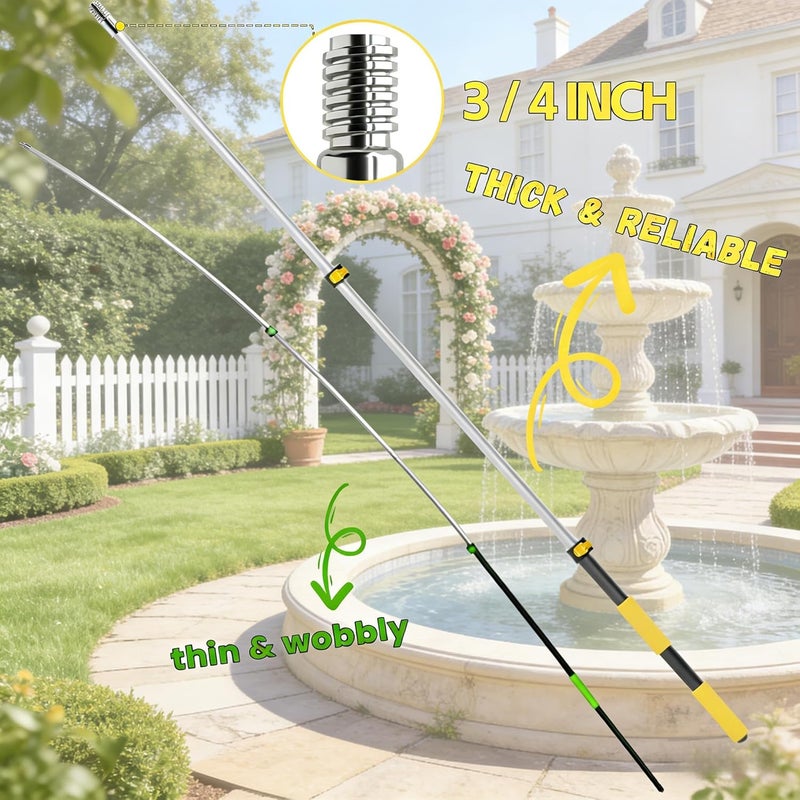 Opow 4-8 FT Gutter Cleaning Telescopic Pole, Multi-Purpose Aluminum Alloy Telescoping Rod with Universal Twist-on Metal Tip Flip-Lock Design, for Painting Cobweb Dusting, Christmas Lights - Image 2